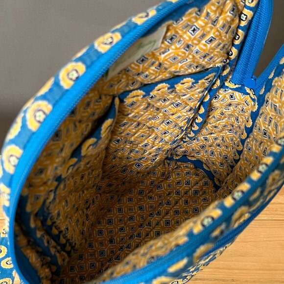 Vera Bradley Riveria Blue Yellow Floral Back Pack Book Bag 7 pocket 14" - Picture 8 of 9